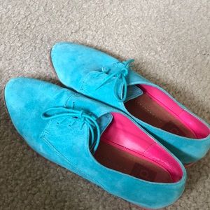 Turquoise suede shoes